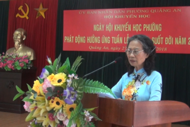 Bà Nguyễn Thị Thoa - Chủ tịch Hội khuyến học phường Quảng An, quận Tây Hồ